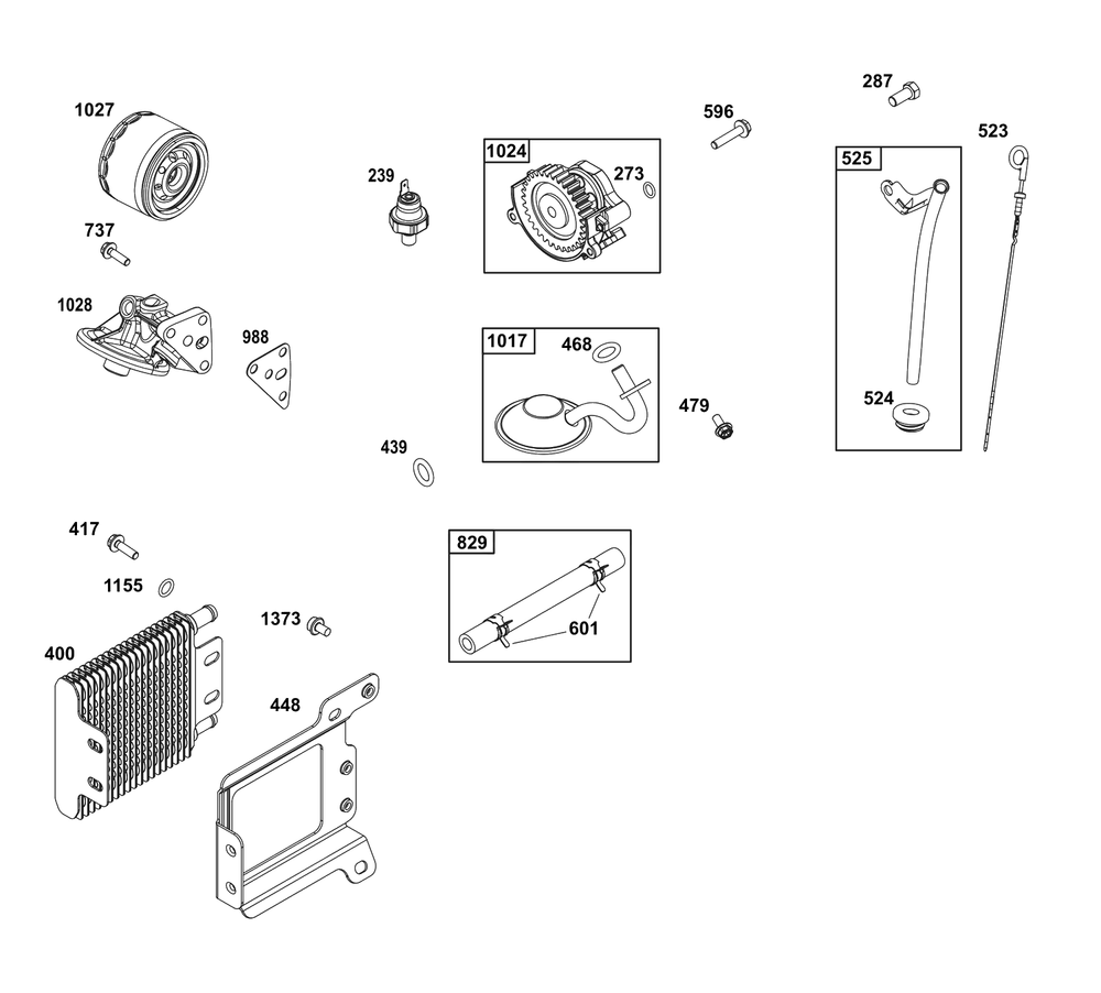 Lubrication Group Diagram and Parts List for 359447-0119-E1  Briggs and Stratton Engine